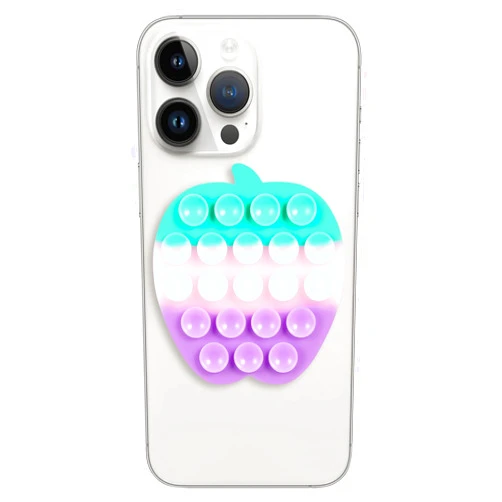 Mijafaron Suction Phone Case Mount, Silicon Adhesive Phone Accessory for iPhone and Android, Hands-Free Fidget Toy Mirror Shower Phone Holder, Tiktok Videos and Selfies(Apple Shaped, Colorful)