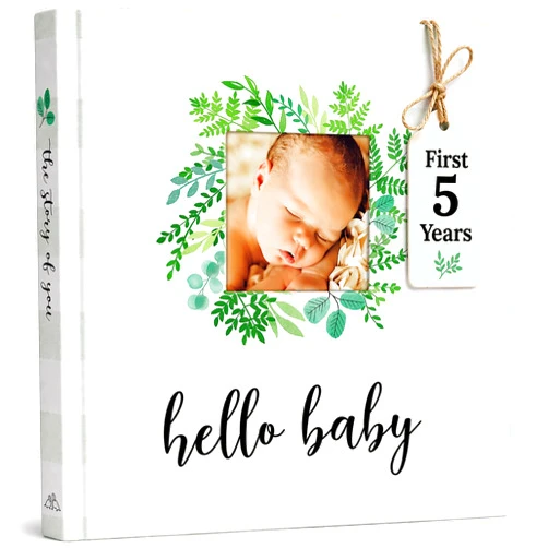 Two little dinos Baby Memory Book First 5 Years, Baby Milestone Book and Keepsake Journal, Gender Neutral Baby Book for Boys or Girls, Baby Scrapbook and First Year Record Book, Gift for Baby Shower or New Parent
