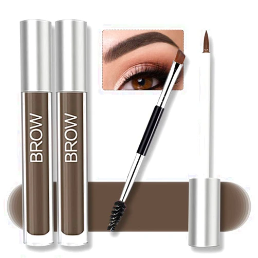 ZSSEMEI Waterproof Eyebrow Gel for Long Lasting, Highly Tinted Liquid Eye Brow Makeup, Sweatproof, Natural (Black Brown 2 pcs)