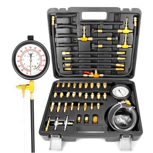 Uprimu Pro Fuel Injection Pressure Tester Kit Gauge 0-140 PSI with 9.49,7.89,6.30 Fuel Line Fittings