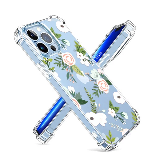 SMAIGE Compatible with iPhone 12 Case and iPhone 12 Pro Case 6.1 inch, Shock-Absorption Anti-Scratch Bumper Case Cover, Cute Funny Anime Cartoon Design for Kids Teens Boys Girls (Flower)