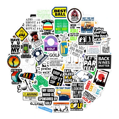 BulbaCraft 100Pcs Funny Golf Stickers, Golf Stickers for Scrapbooking, Golfing Stickers, Funny Golf Gifts for Men & Women, Golf Ball Stickers, Golf Decorations for Party, Golf Party Decoration