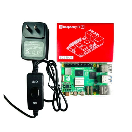 Sonicon Raspberry Pi 5 Starter Kit, Pi 5 8GB + Power Supply 3.3ft w/Power On/Off Switch & USB C Adapter