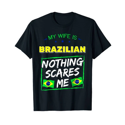 Brazilian Heritage Wife Apparel My Wife Is Brazilian Brazil Heritage Roots Flag Pride Short Sleeve T-Shirt