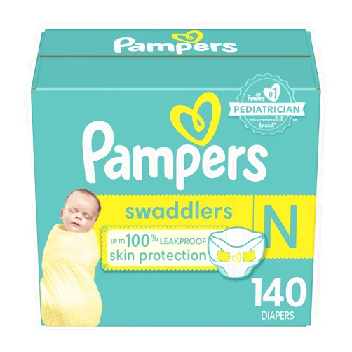 Pampers Baby Diapers - Swaddlers - Size 0, 140 Count, Ultra Absorbent Disposable Newborn Diaper