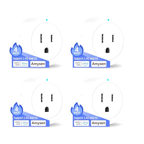 Amysen Smart Plug ,Compatible with Alexa Only ,Smart Outlet Bluetooth Mesh,Simple Setup with One Voice Command , Remote Control and Voice Control, ETL & FCC Certified, 4 Pack New (4 Pack)