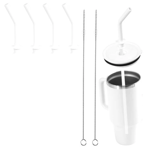 Jetstop Press in Straw compatible with HydroFlask Tumbler - Silicone Straw Tips & Replacement Straws for Hydro Flask 20-40oz (4 pcs, White)