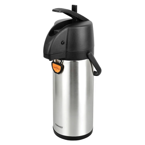 TOMAKEIT Airpot Coffee Dispenser Thermal with Pump,2.5L/85 Oz Insulated Stainless Steel Large Airpot Coffee Carafe Lever Action for Hot/Cold Water,Thermal Carafes for Hot Cocoa for Parties