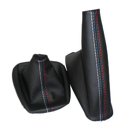 JEMETA Car Gear Shift Collars Manual Handbrake Gaiter Boot Cover Fit for BMW 3 Series E36 E46 E30 E34 M3 Z3 Black Leather M Accessories Replace