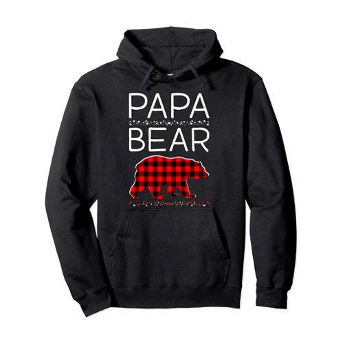 Matching Christmas Family Buffalo Gingham Shop Papa Bear Christmas Pajamas Matching Family Plaid Men Pullover Hoodie