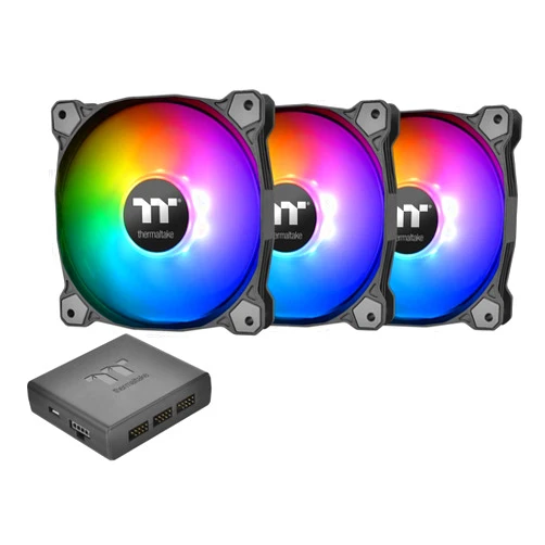 Thermaltake Pure Plus 12 RGB TT Premium Edition 120mm Software Enabled Circular 9 Controllable LEDs RGB PWM Case Radiator Fan 3Pack, TT RGB PLUS Software, AI Interactive Voice Control CL-F063-PL12SW-A