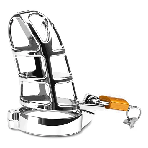 EXmalAia Male Cage Chastity Device Chastity Lock Beginner Cage with Sunglasses to Prevent Erection Bondage Steel Stainless for Men (Color : Silver, Size : 50mm)