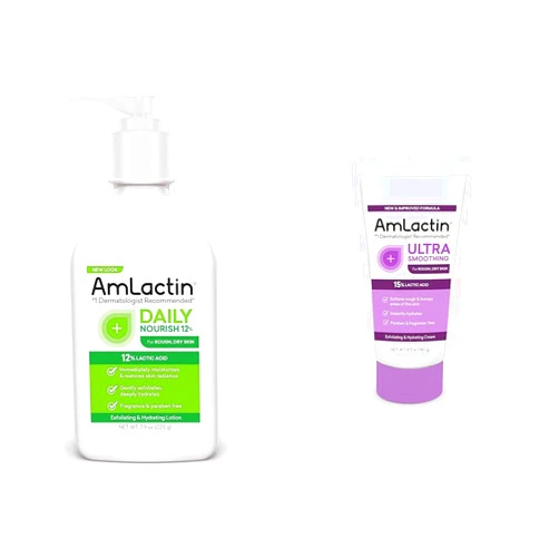 AmLactin Daily Moisturizing 7.9 oz Lotion and Ultra Smoothing 4.9 oz Cream Bundle for Dry Skin