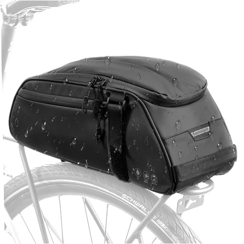 WOTOW Reflective Rear Rack Bag, Water Resistant Bike Saddle Panniers for Bicycles, 8L Trunk Cycling Back Seat Cargo Carrier Storage Pouch With Shoulder Strap for Travel Commute