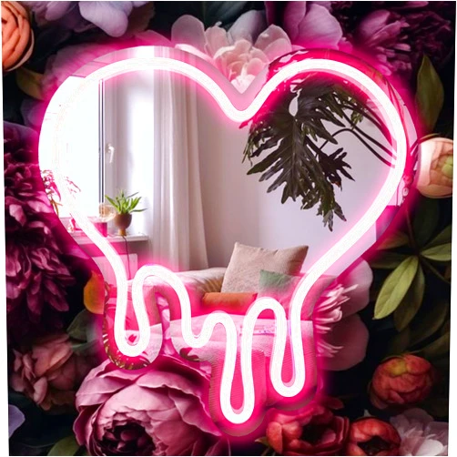 DECANIT Heart Neon Sign - Heart-Melting Wall Decor, USB Powered LED Light in Pink, 12