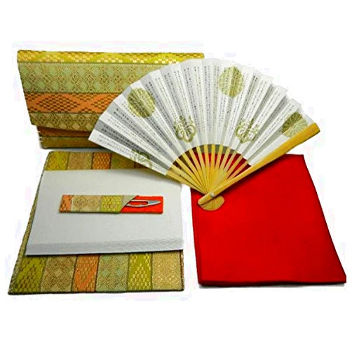 Tokumasu tea utensils shop Tea Ceremony Lesson Introductory 6 -Piece Set Three fold Type Silk Wrapper (red) Three fold (Kando) Urasenke Tea Ceremony Lesson Introductory Set for Women Lesson Introductory Set Tea Utensils