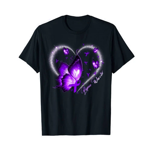 Abab Butterfly Lupus Awareness Warriors Survivors Lupus Awareness Warrior Survivor Purple Butterflies Heart T-Shirt