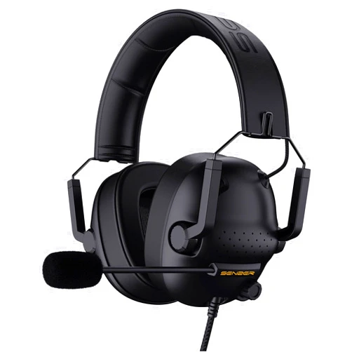 SENZER SG500 Surround Sound Pro Gaming Headset with Noise Cancelling Microphone - Soft Memory Foam Padding - Portable Foldable Headphones for PC, PS4, PS5, Xbox One, Switch - Black