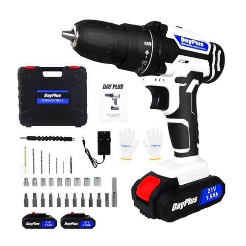 Feidak Cordless Combi Drill & Power Driver Set with 2X 21V 1500mAh Li-Ion, 1 Hour Quick Charge, Variable Speed, 25+1 Torque Setting, 45N.m Torque, Double Crosshead Screwdriver with Storage Case