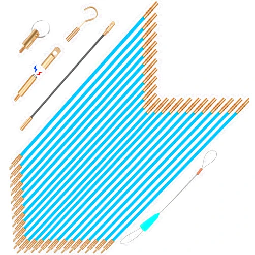 GURADESIGN 32.2FT Fiberglass Running Electrical Wire Cable Glow Rods Wire Pulling, Fish Rods Electrical Kit with 6 Different Attachments and Fish Tape Wire Puller Kit (32, Blue)