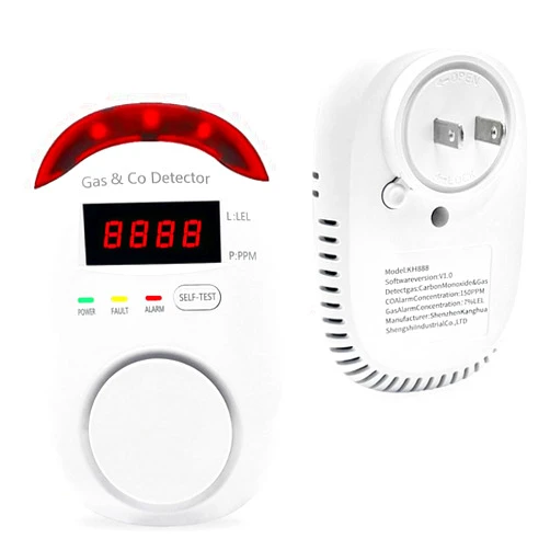 WESHLGD Combination Gas & Carbon Monoxide Detectors, Plug in Carbon Monoxide and Natural Gas Detector for Home, 2 in 1 CO Detector & Combustible Gas Detector with Light & Voice Warning(1 Pack)
