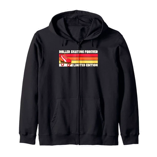 Retro Style Merch for World Roller Skating Day Roller Skating Forever Limited Edition Retro 70s Style Zip Hoodie