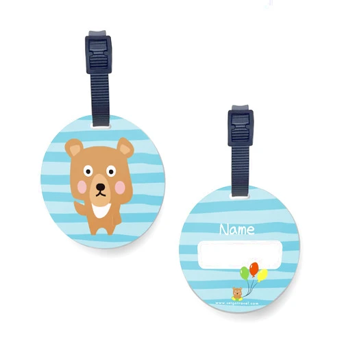 SetGo Cute Animal Name Tag for Kids, Plastic Backpack Tag, Set of 2, Customized Tag – Great for Boys and Girls at School Daycare Kindergarten (Bear)