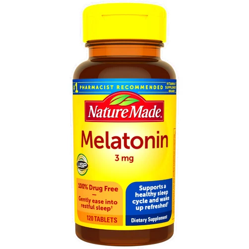 Nature Made Melatonin 3mg Sleep Aids for Adults, 100% Drug Free Sleep Aid, Sleep Supplements, 120 Tablets, 120 Day Supply