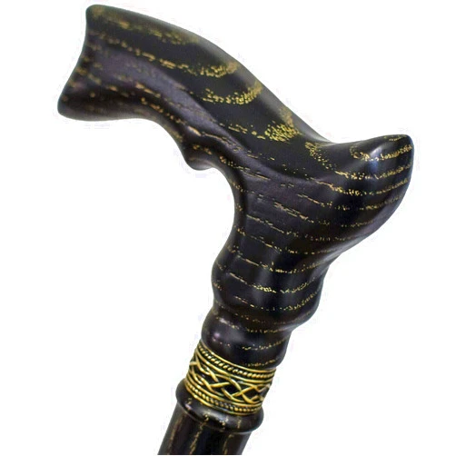 Asterom Custom Exclusive Black Gold Cane - Hand Carved Wooden Walking Sticks and Canes for Men Women Vintage Derby Men's Cane
