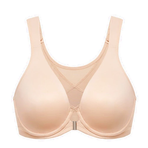 DELIMIRA Women's Front Closure Bras Posture Full Coverage Plus Size Underwire Unlined Back Support Plunge Seamless Bra B-H