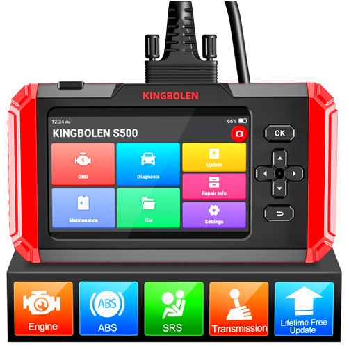 KINGBOLEN OBD2 Scanner S500 Car Scanner, Lifetime Fr-ee Update Diagnostic Scan Tool with 6 Reset,Oil/Brake/SAS/Throttle/Inject/ABS Reset, Engine ABS SRS Transmission OBD2 Code Reader, Battery Test