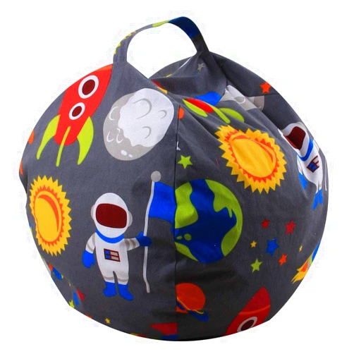 LMYOVE Stuffed Animal Storage Bean Bag Chair Cover for Kids, Organizing Plush Toys for Girls and Boys (32'', Astronaut)