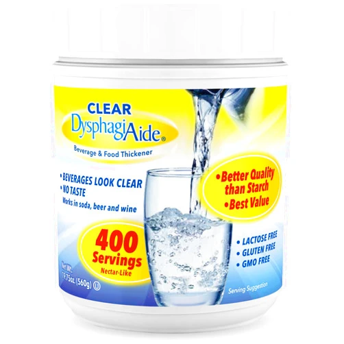 DYSPHAGIAIDE Clear DysphagiAide Thickener Powder - 400 Servings - Instant Thickener for Liquids and Foods – Liquid Thickeners for Dysphagia, Drink Thickener and Water Thickener (Pack of 1, 19.75 oz)