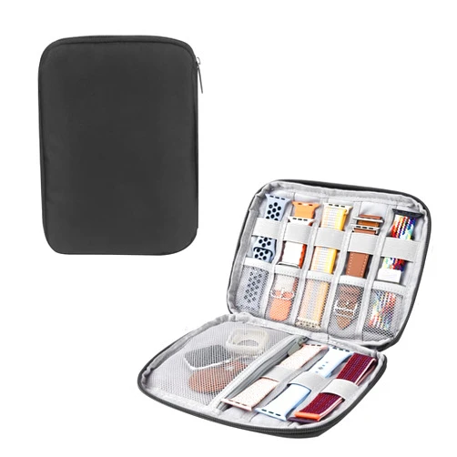 Heshebuy Watch Band Organizer, Watch Band Storage Case, Waterproof Smart Watch Band Organiser Case, Travel Organiser Bag for Watch Bands for Bands and Accessories,Watch Band Pin,Cable,Earphones (Black)