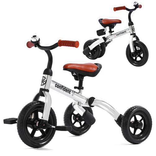 XPIY Tricycle for Toddlers Age 2-5 Years Old, 3 in 1 Folding Toddler Bike for Boys and Girls, Kids' Bike Trike with Detachable Pedal and Adjustable Seat (Glitter Silver)