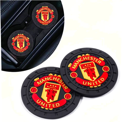 HDBDYH for Manchester United Fans Car Cup Holder Coasters,Football Stuffs for Cars,Manchester United Car Cup Coasters for Cup Holder,2 Car Cup Holder Insert,Anti-Split Dust Proof Car Cup Mat,Car Coasters,7cm