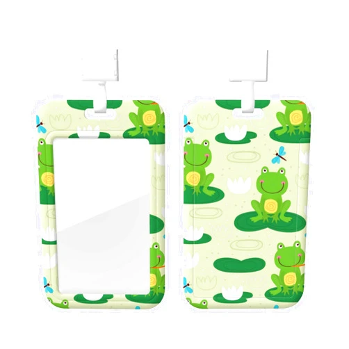 BJZFAA Cute Animal Frogs Print Id Card Badge with Lanyard,Name Tag Holder, Hard Plastic Id Protector,Card Case for Staffs Teacher Student Doctor Nurse