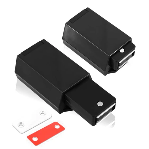 Redunest Heavy Duty Push to Open Door Latch, 2 Pack Black Magnetic Push Latches, Hidden Push Touch Latch Hardware for Push to Open Cabinet, Magnetic Door Catch for Cabinet Drawer Wardrobe Kitchen Door