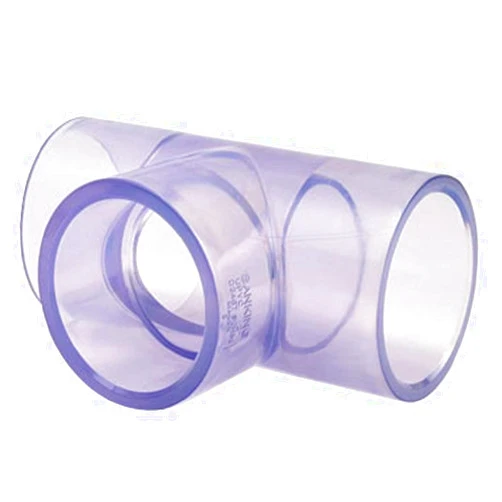 Jumpanny Clear PVC Pipe Fitting (bluish tint): TEE, Schedule 40/80, 1 1/4 Inch PVC Pipe Socket (1.660 Inch ID)