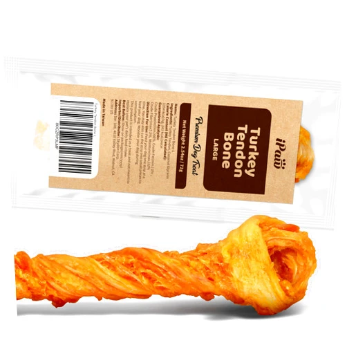 IPaw Turkey Tendon for Dogs, Ingredient Sourced from USA, Hypoallergenic, All Natural Human Grade Puppy Chew, Dog Treats for Signature Series, Rawhide Alternative, 1 Unit/Pack Bone (Large)