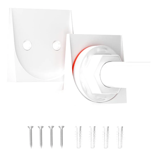 FOJELD Shower Curtain Rod Holder - Adhesive No Drilling Shower Rod Holders for Wall, Waterproof, Large Size, 2 Pack, White (Shower Curtain Rod Not Included)