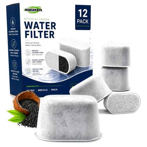 Wangenbro Water Filter Replacement for Keurig 2.0 & 1.0 Classic Coffee Makers, Breville Filters for Espresso Machine Use, Compatible with Ninja Luxe Cafe Accessories, 12 Pack Premium Charcoal Water Filters