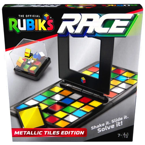 Rubik's Race, Metallic Edition Classic Fast-Paced Puzzle Strategy Sequence Two Player Board Game, for Kids and Adults Ages 7 and up, Multicolor