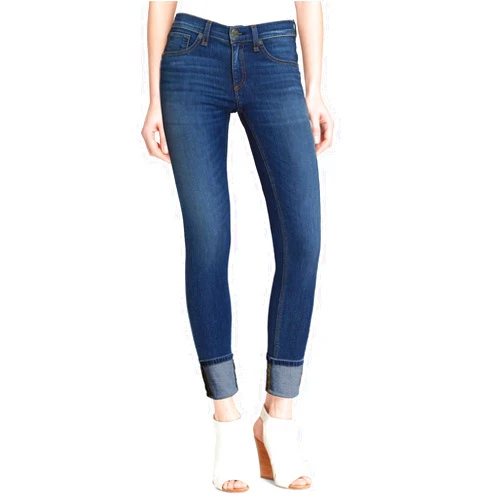 Hybrid & Company Women's Super Stretchy Deep Wide Cuff/Capri Pants Denim Jeans