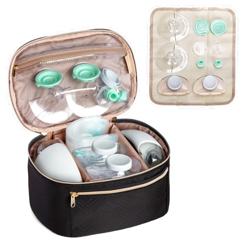Fasrom Wearable Breast Pump Bag Compatible with Elvie Pumps and Medela Pump in Style, Portable Carrying Case with Waterproof Mat for Working Moms Travel, Black (Bag only, Patent Design)