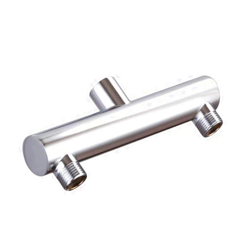 AZOS Chrome Double Outlet Shower Manifold, Suitable for Dual Sprayer Showering System, Can Connect Two Showerheads - Double Enjoyment