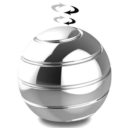 DBlosp Kinetic Desk Toys,Full Body Optical Illusion Spinner Ball,Gifts for Men,Women,Kids 1.5” Size (Silver)