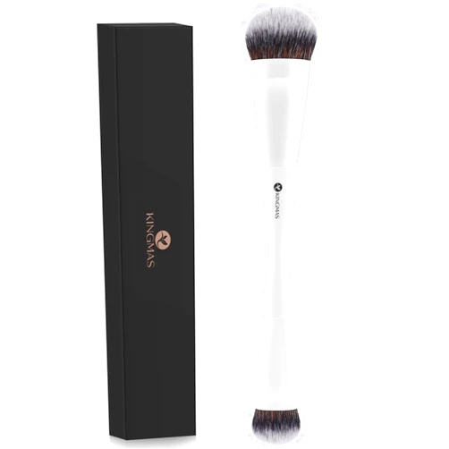 KINGMAS Oval Concealer Brush, Double-ended Kabuki Makeup Brush, Medium Concealer Brush and Small Contour Brush for Beauty Liquid, Cream, Powder, Blending Buffing Face Makeup Tools