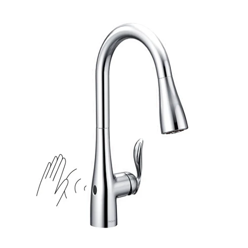 Moen Arbor Chrome Motionsense Wave Touchless One-Handle Pulldown Kitchen Faucet Featuring Power Clean, 7594EWC