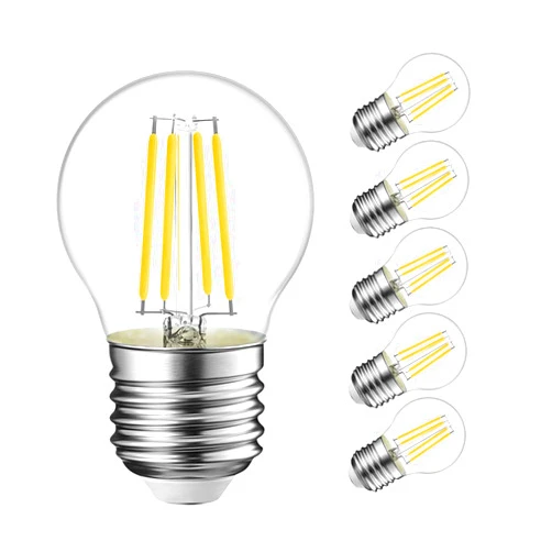 LVWIT G14 LED Filament Globe Bulb 5.5W(60W Equivalent), Dimmable 2700K Warm White E26 Screw Base, G45 Decorative Edison Light Bulb, UL-Listed(6-Pack)